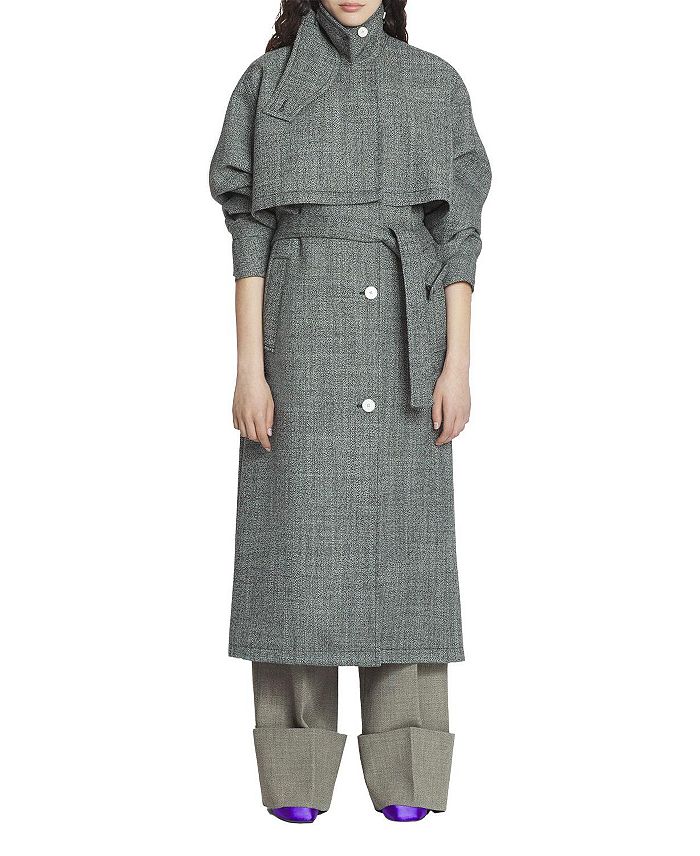

Шерстяное тренчкот Lanvin, серый