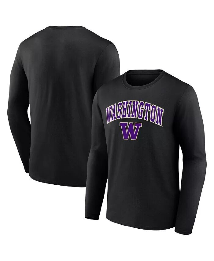 

Мужская черная футболка с длинным рукавом Washington Huskies Campus Fanatics, черный