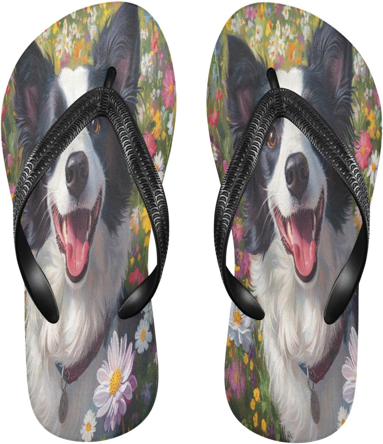 

Разноцветные шлепанцы Collie Flower Field для пляжа и душа, резиновые нескользящие летние тапочки для мужчин и женщин Sinestour