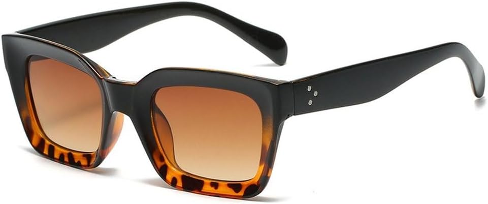 

Популярные модные солнцезащитные очки «кошачий глаз» для женщин, ретро-очки с прозрачным градиентом, мужские квадратные солнцезащитные очки UV400 SKFGNX, Black Leopard Tea