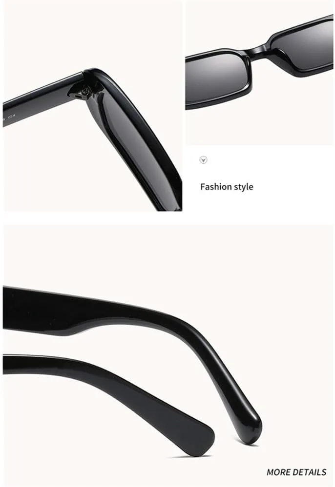 

Маленькие прямоугольные солнцезащитные очки для женщин, овальные винтажные солнцезащитные очки для женщин, очки с защитой от УФ-излучения UV400 HCPIHF, C1 Black