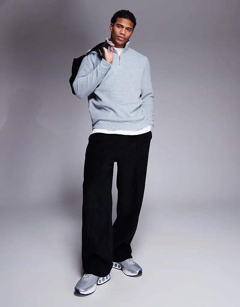 

Флисовая толстовка ASOS DESIGN с застежкой-молнией на четверть оборота, серого меланжевого цвета - СЕРЫЙ