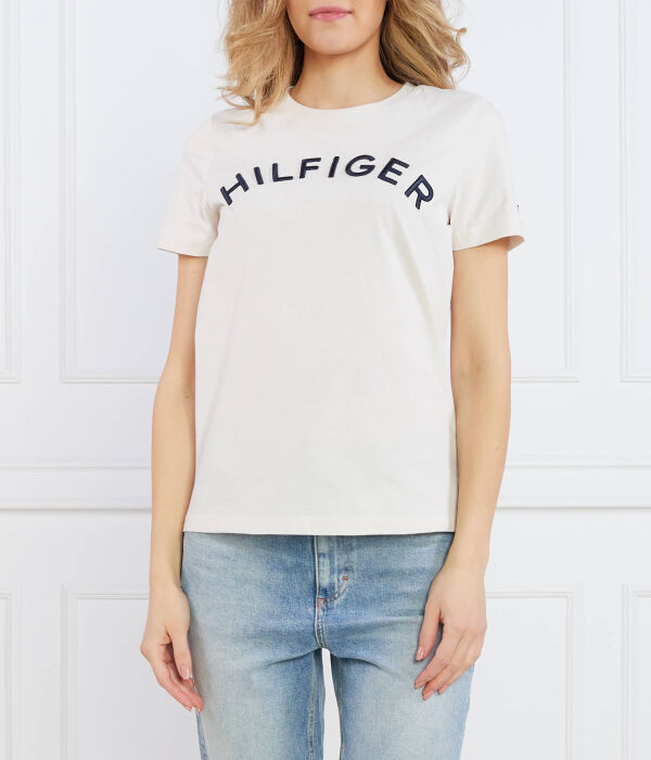 

Футболка женская Tommy Hilfiger с надписью, экрю