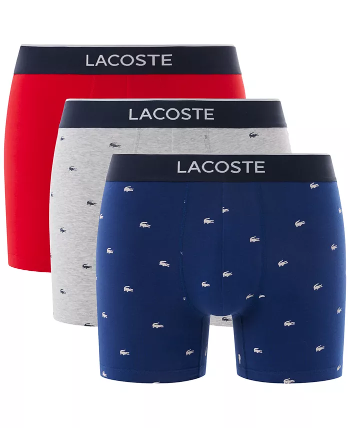 

Мужские боксеры мини-крок с эластаном, 3 штуки, классическая посадка Lacoste, синий