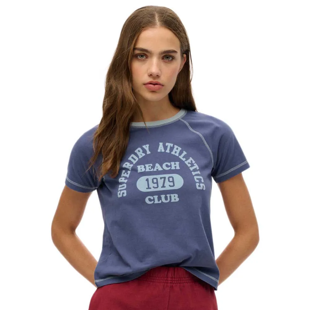 

Футболка с коротким рукавом Superdry Athletic Raglan Graphic, синий