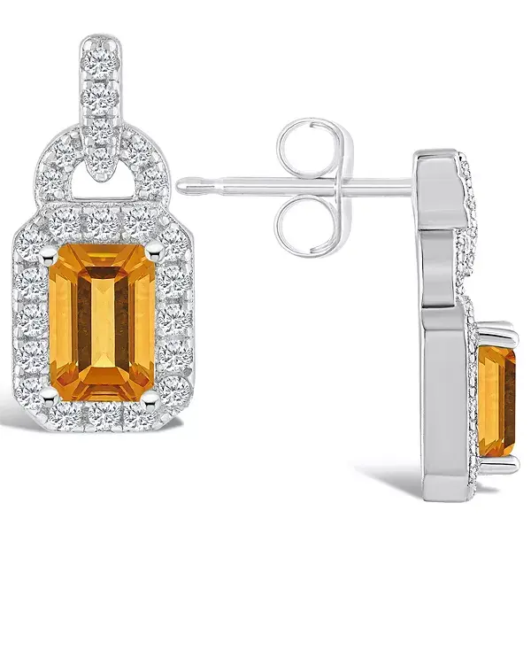 

Серьги-Подвески с цитрином (1 1/10 карата tw) и топазом (3/8 карата tw) в форме гало из стерлингового серебра Macy'S, citrine