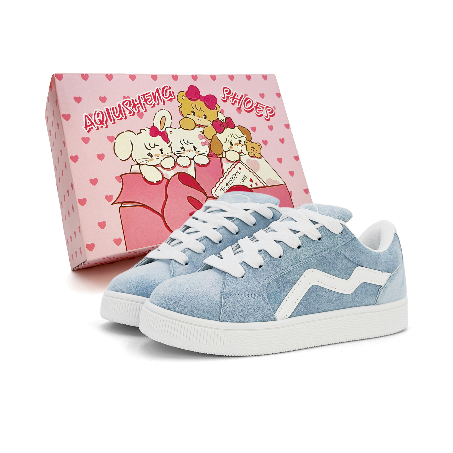 

Скользостойкие износостойкие низкие скейтерские кеды унисекс AQIUSHENG, светло-Moon синий[[Premium Upgraded-More Comfortable and Durable]]