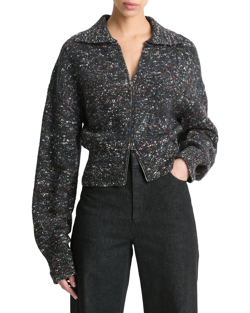 

Куртка Vince Donegal Zip из смеси шерсти и шелка, черный