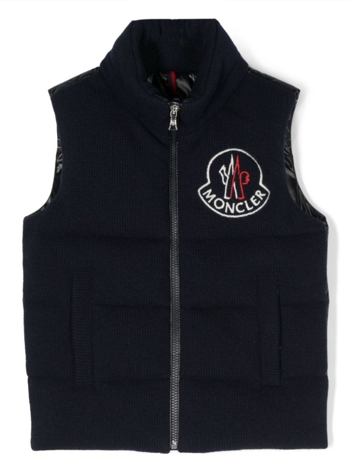 

Moncler Enfant вельветовый жилет с вышитым логотипом, синий