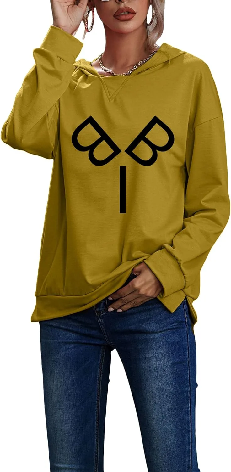 

BOFETA женский повседневный свитшот осенний свободный легкий с длинным рукавом и разрезом по боку