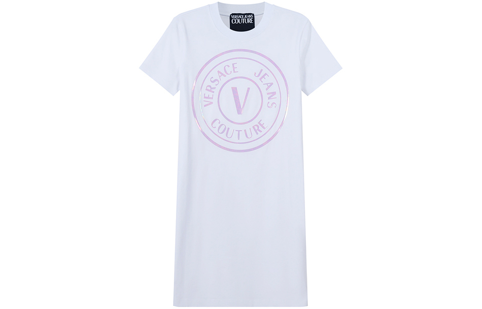 

VERSACE JEANS COUTURE Женское белое платье с коротким рукавом SS22