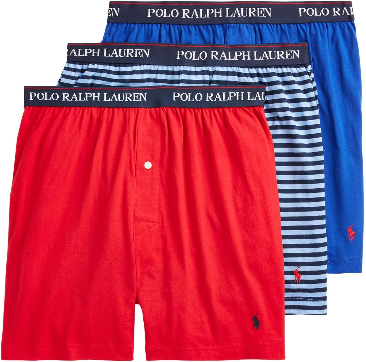 

Комплект из 3 трикотажных трусов-боксеров Polo Ralph Lauren, Red/Cabana Blue Cruise Navy Stripe/Royal Blue