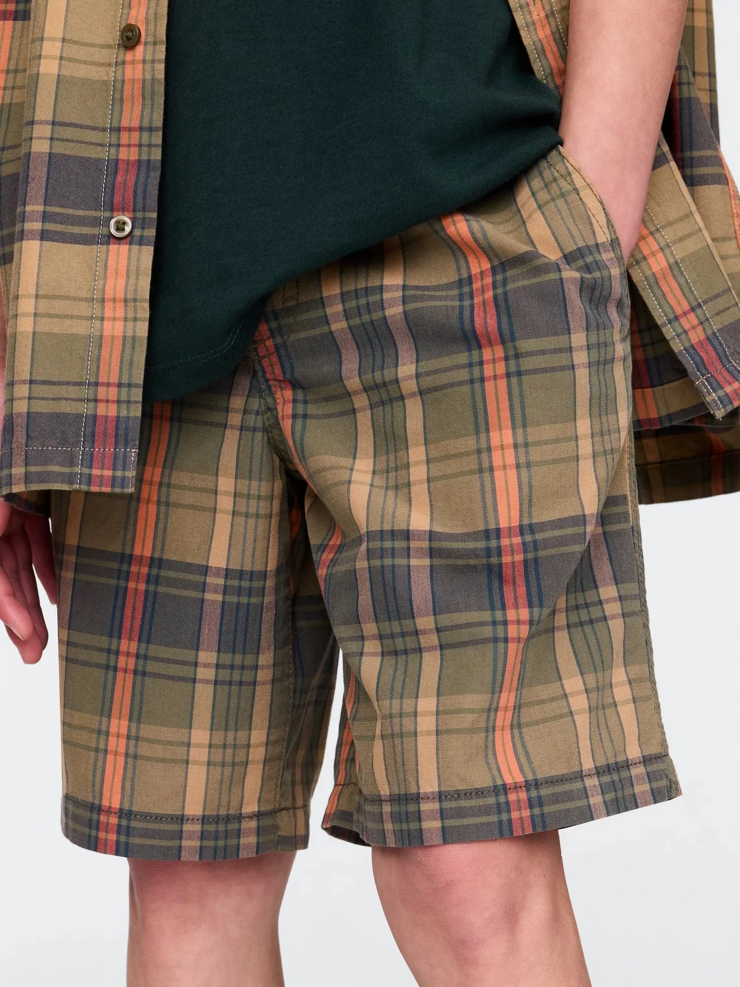 (K) Шорты из клетчатой парусины с удобной талией (детские) GAP, NEUTRAL_PLAID — фото 4