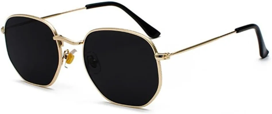 

Солнцезащитные очки Hexagon для мужчин и женщин, многоугольные солнцезащитные очки в стиле ретро, ​​металлическая оправа, защита от УФ-излучения TOP UV400 HDUBFY, 2