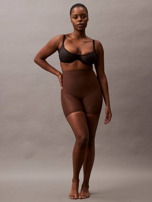 Stay-Put Mesh утягивающие шорты до середины бедра с высокой талией Calvin Klein, Brown Mid — фото 3