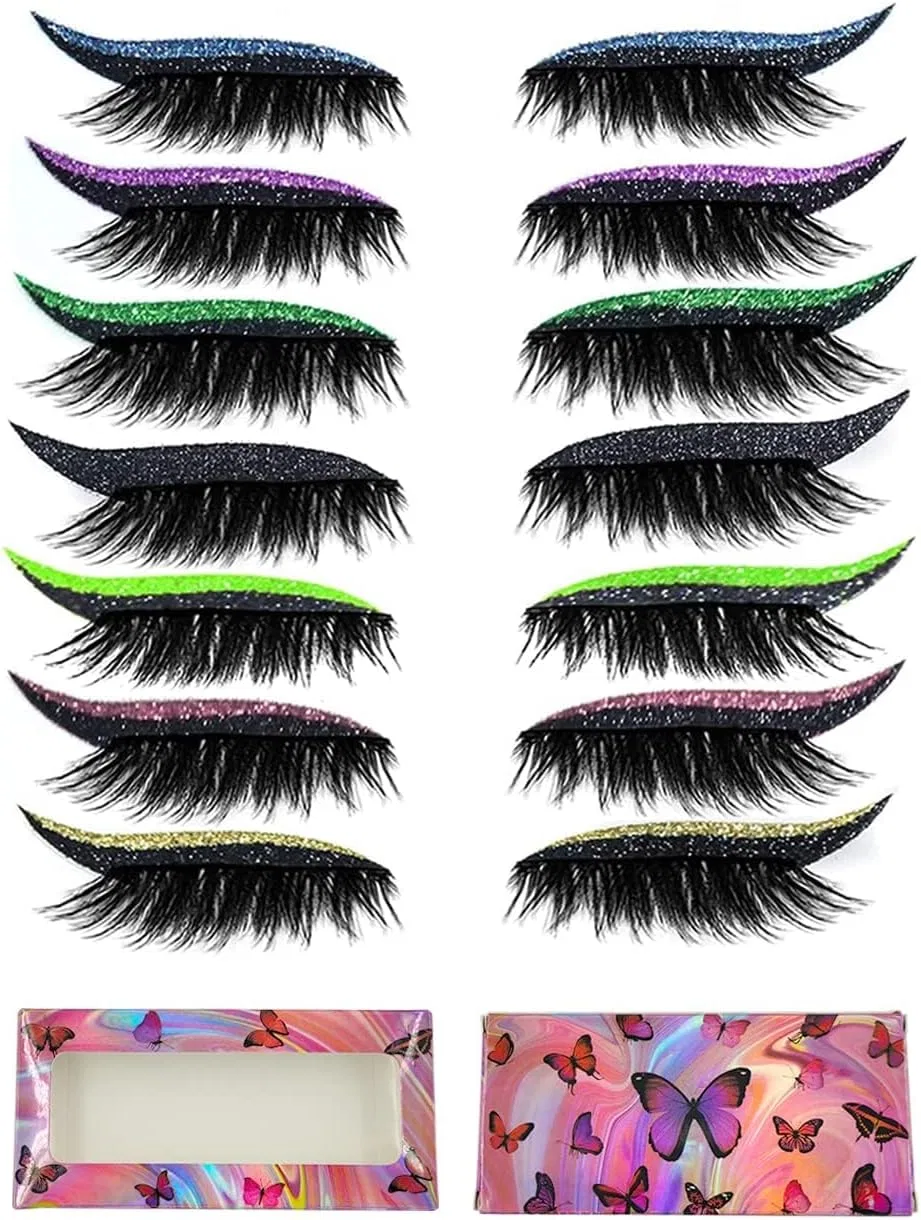 Наклейки для глаз eyeliner и ресницы, 7 пар, Zhonghua, 7 цветов — фото 2