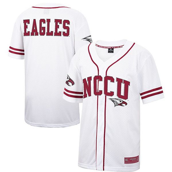 

Мужская белая бейсбольная майка north carolina central eagles free spirited mesh Colosseum