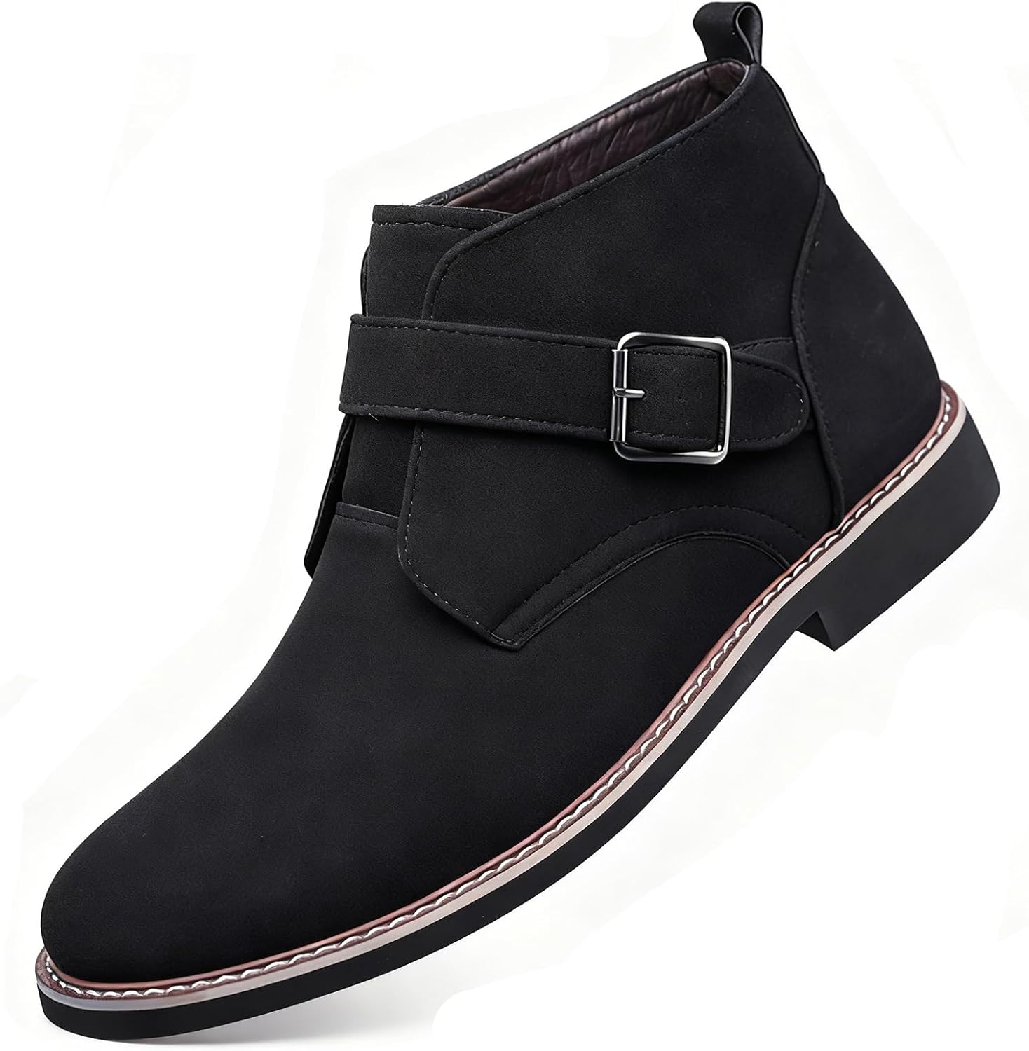 

Мужские замшевые ботинки ENOEGMSD Chelsea с грубым каблуком, ботильоны до щиколотки, с регулируемой пряжкой, повседневные, на молнии, водонепроницаемые, классические нескользящие, для работы, свадьбы, повседневного ношения, чукка, черный