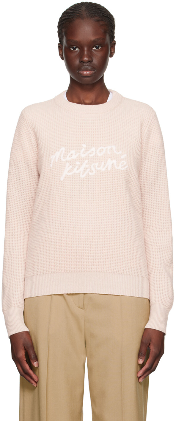 

Розовый свитер с почерком (бледный) Maison Kitsune