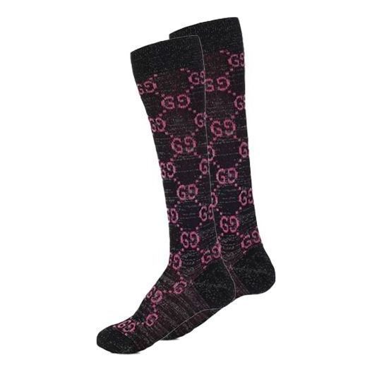 

Носки (WMNS) Gucci Cotton Lam GG Socks 'Black Pink', черный