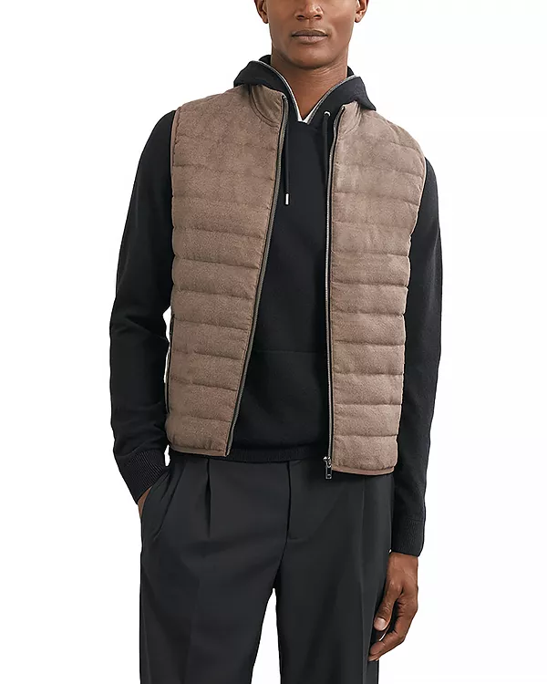 

Стеганый жилет из ворсистой трикотажной ткани. Reiss, бежевый