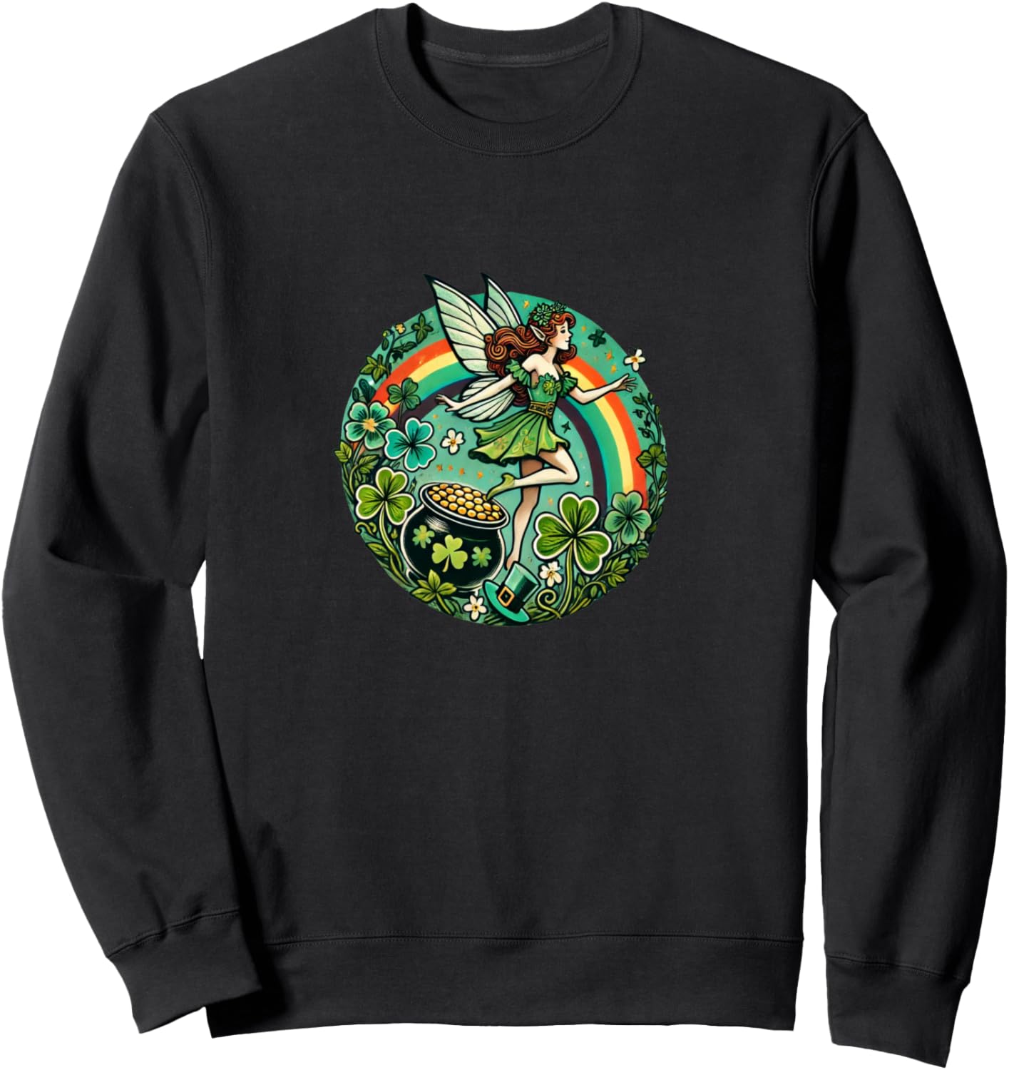 

Милая толстовка с изображением феи ко Дню Святого Патрика Vintage Shamrocks Loves Snugg, черный