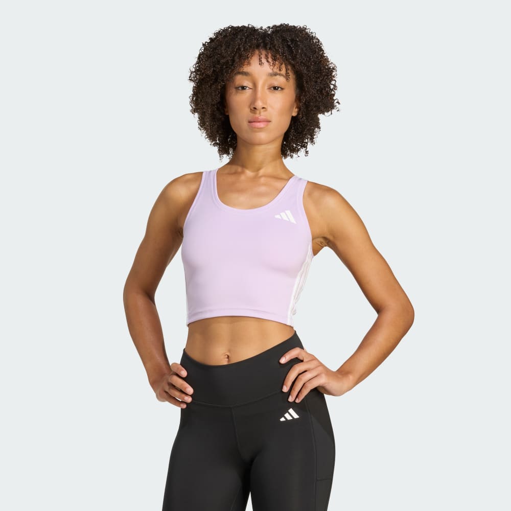 

Спортивный топ Adidas Train Essentials 3-Stripes Crop Tank Top, цвет Powder Plum/White