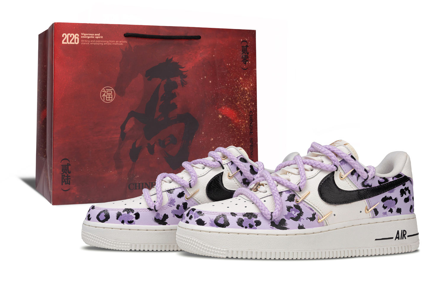 

Nike Кроссовки Air Force 1 Purple Leopard, искусственная кожа, амортизация, легкие, низкие, скейтборд, унисекс, бело-фиолетовые