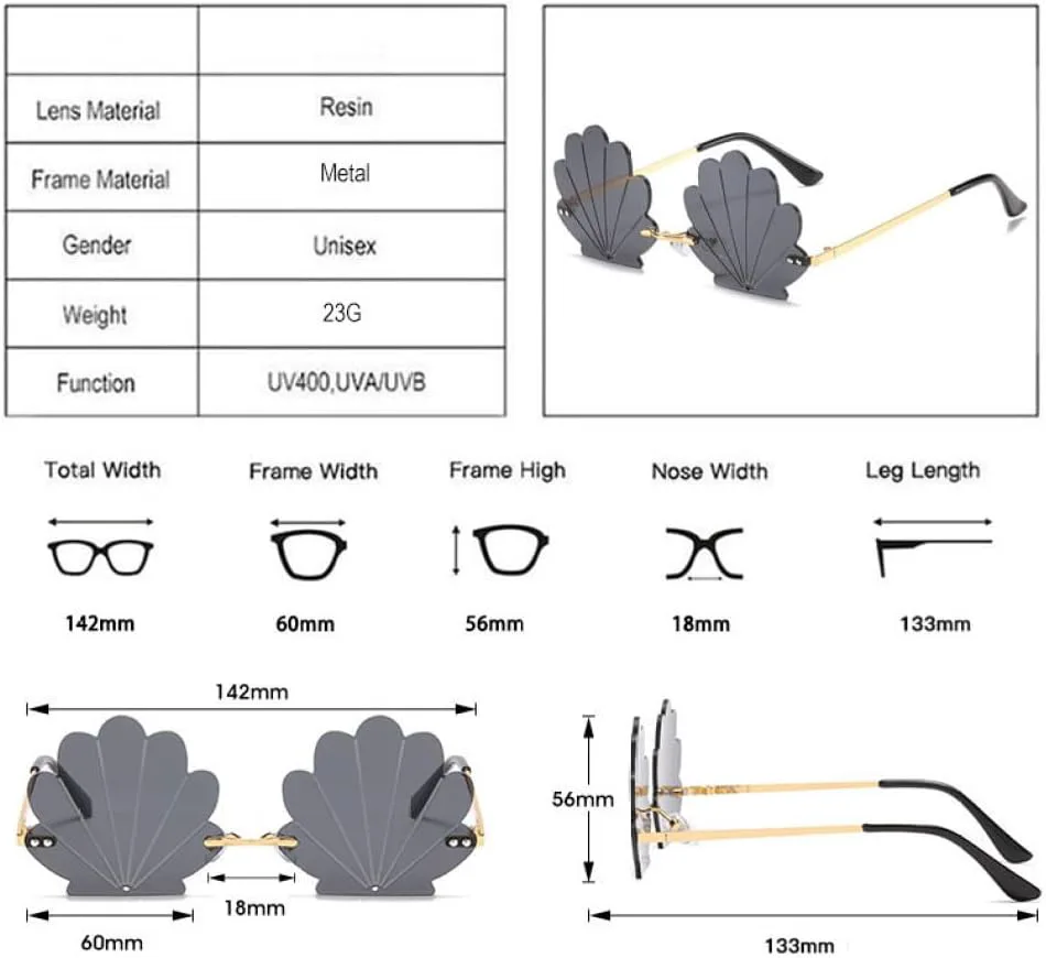 

Уникальные женские солнцезащитные очки в форме цветка, без оправы, ретро-стиль, с прозрачными линзами, имитирующими текстуру ракушки, модель 2027 года MTZJH, Green