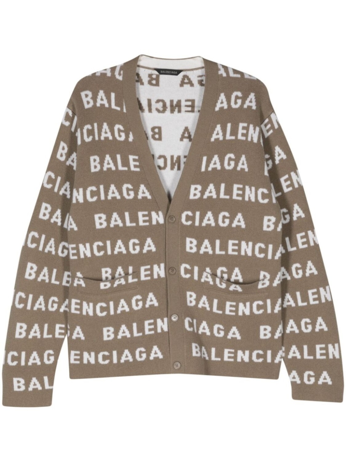 

Кардиган с жаккардовым логотипом Balenciaga, бежевый