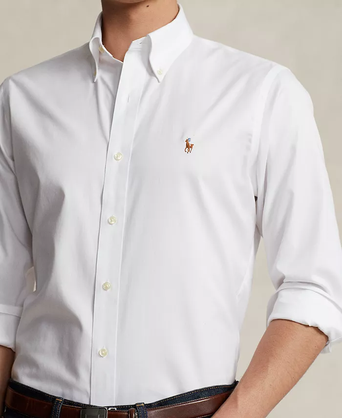 Мужская хлопковая рубашка Purepress Oxford Polo Ralph Lauren, белый — фото 3