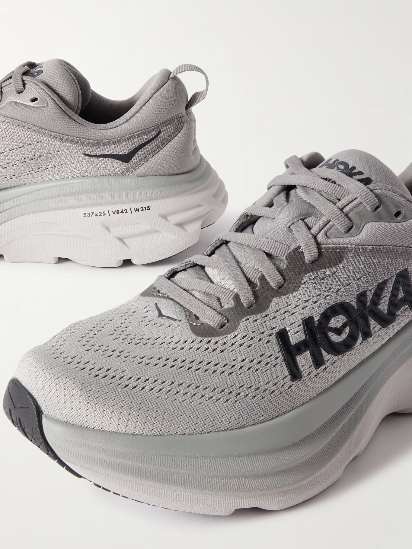 

Кроссовки Bondi 8 с сетчатой ​​резиновой отделкой для бега HOKA, серый