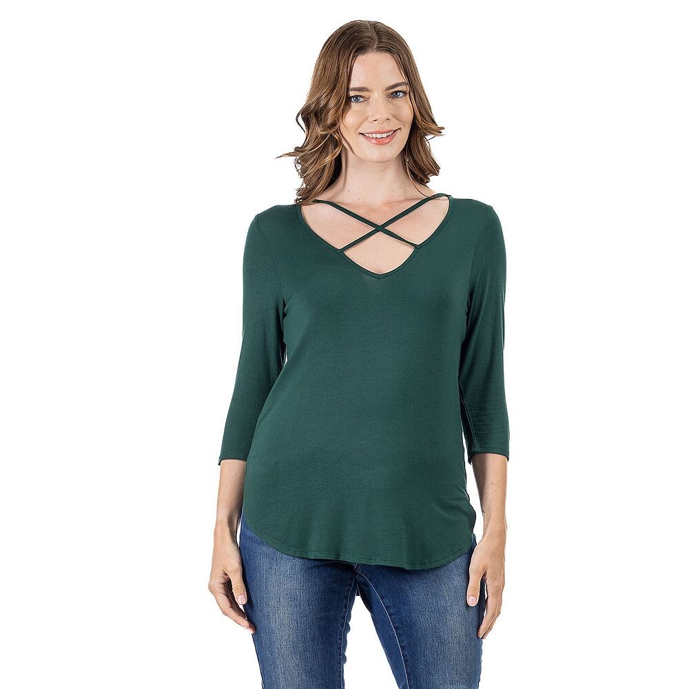 

Женская туника 24Seven Comfort Apparel с перекрещивающимися краями и круглым подолом, цвет Hunter