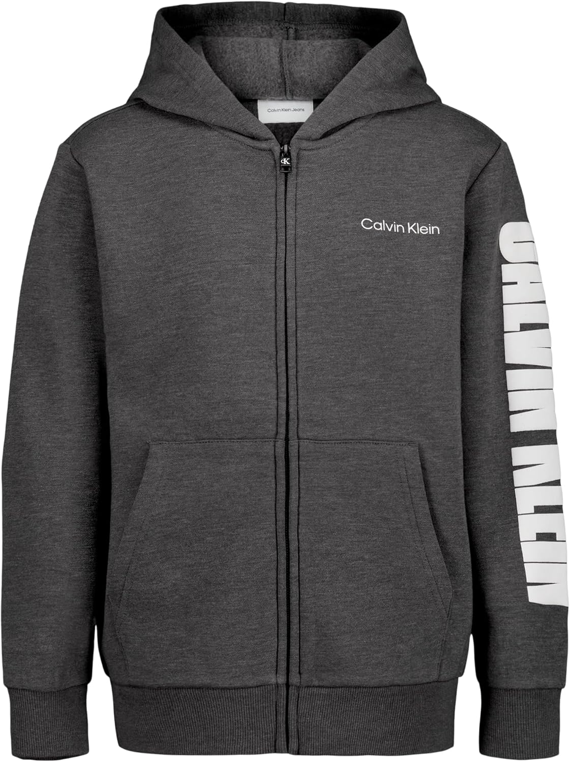 

Толстовка Calvin Klein Boys с длинным рукавом и молнией из флиса, Impact Charcoal Heather