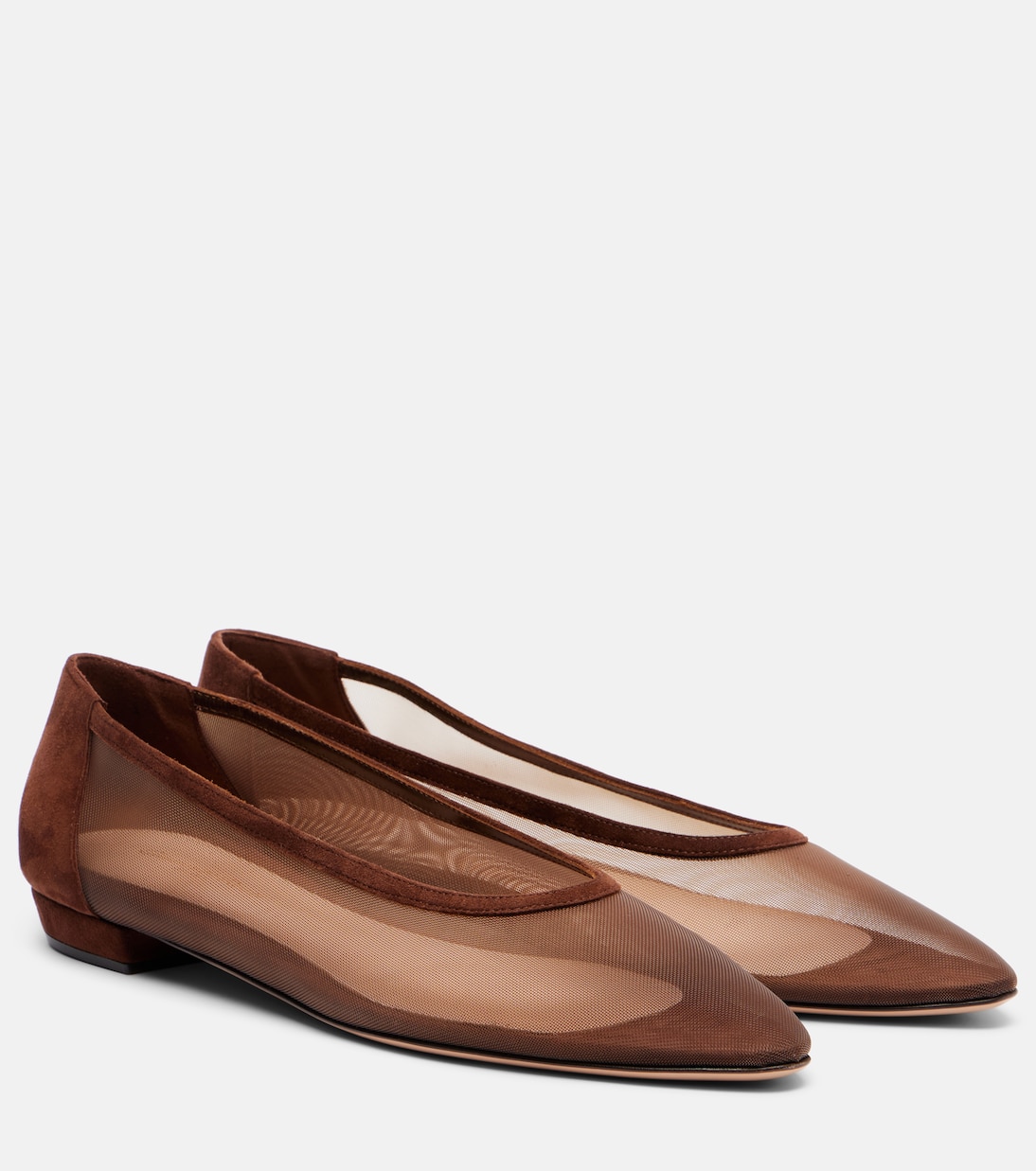 Балетки Amelia из органзы с отделкой из замши Gianvito Rossi, Brown/ Brown