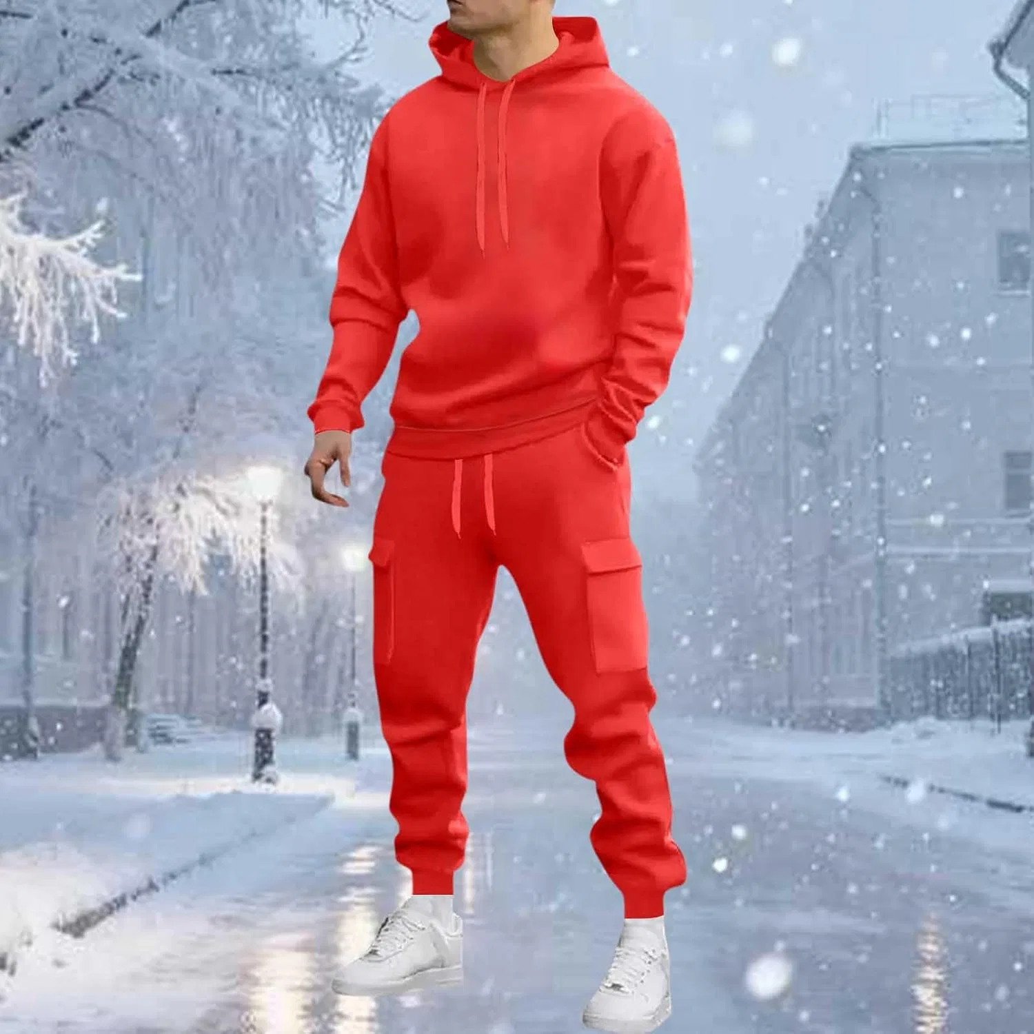 Мужской спортивный костюм из рипстоп-ткани, 2 предмета, A02_red — фото 2