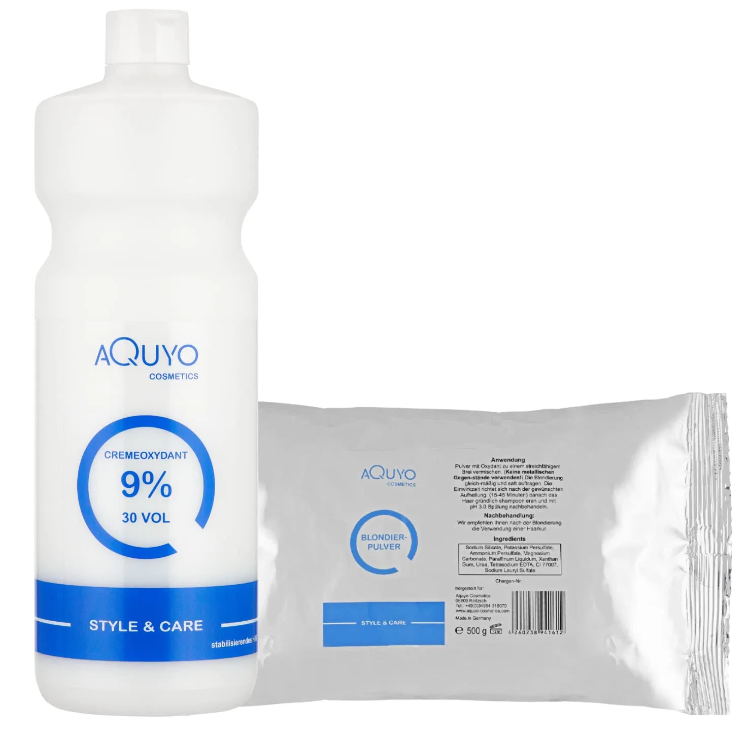 Набор для осветления волос Style & Care: порошок 500 г + оксидант 9% 1000 мл Aquyo Cosmetics