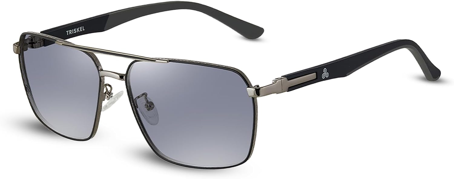 

Солнцезащитные очки-авиаторы Florence для мужчин и женщин – поляризованные линзы TAC, прочная металлическая оправа TRISKEL EYEWEAR, Gun Metal With Gradient Grey Lenses