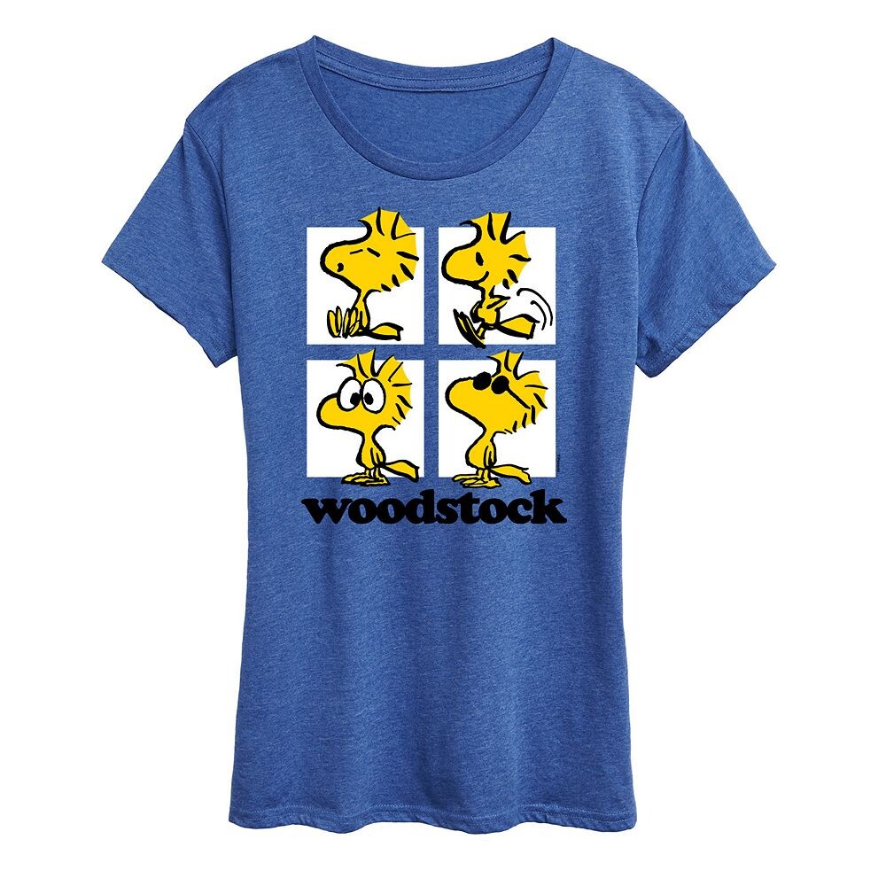 

Женская футболка с рисунком Peanuts Woodstock Grid Licensed Character, цвет Heather Royal Blue