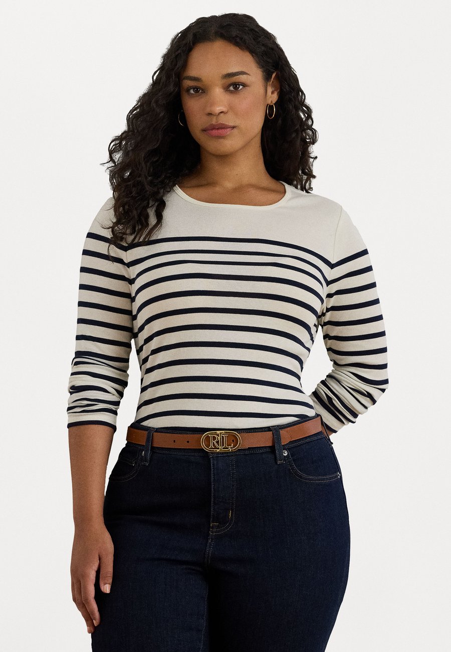 

Топ Lauren Ralph Lauren Woman Long sleeved top, Mascarpone Cream/Lauren Navy/Off-White