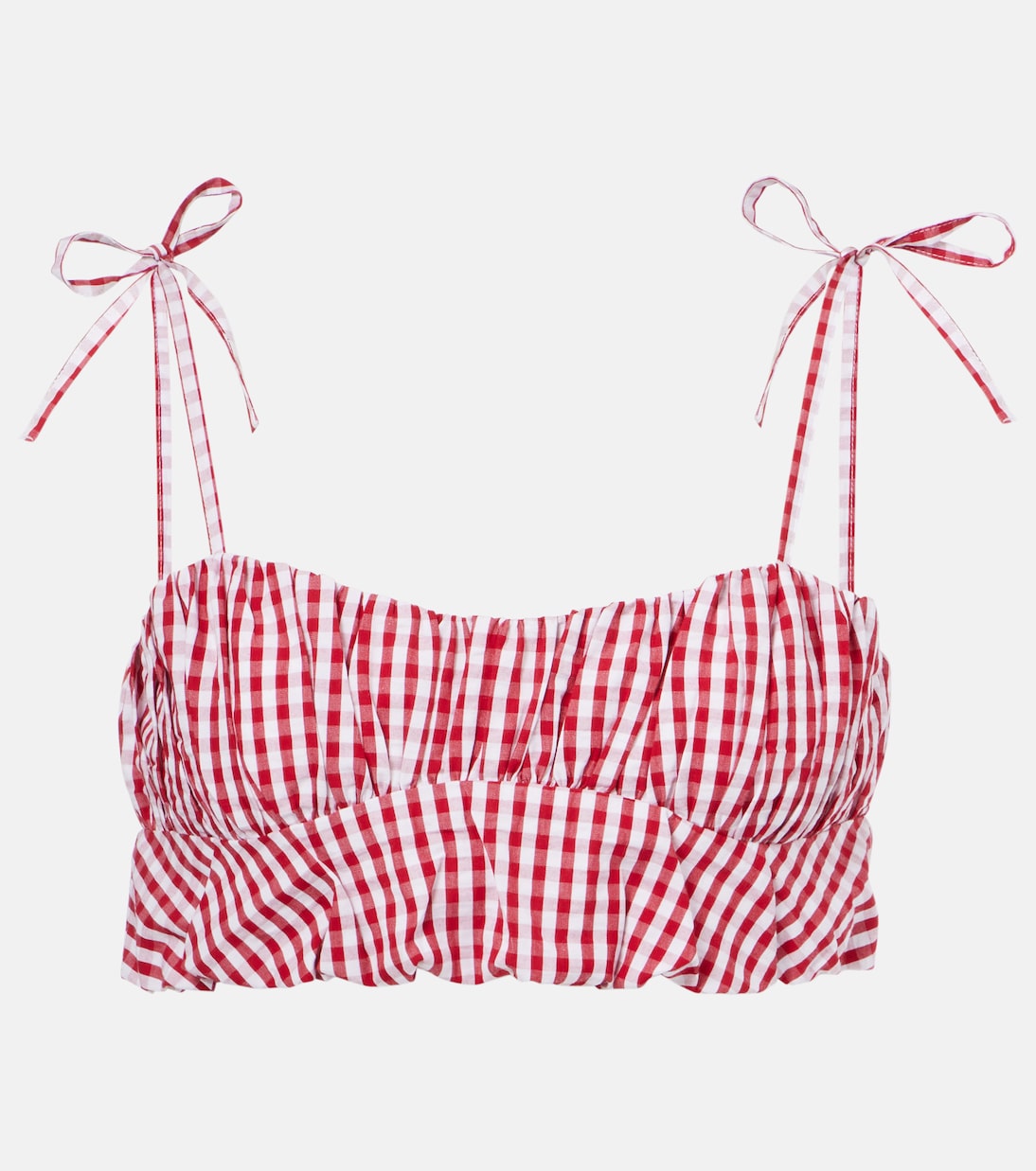 

Мира клетчатая хлопковая поплиновая кроп-топ Faithfull, Red Gingham