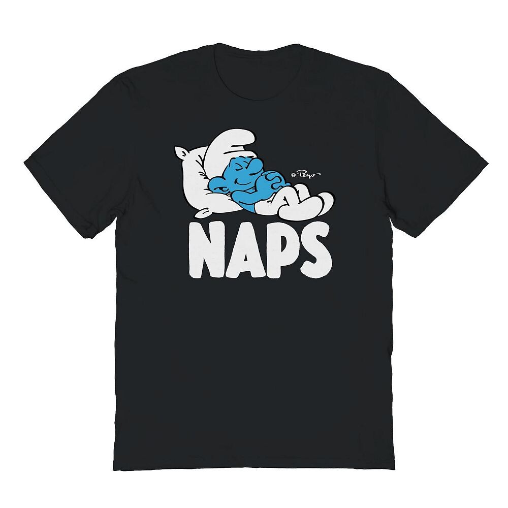 

Мужская футболка с рисунком Smurfs Naps 2 Licensed Character, черный