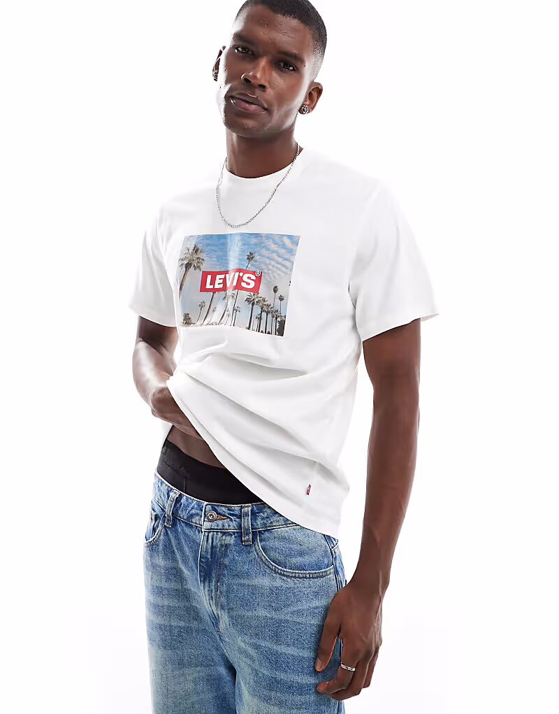 

Футболка свободного кроя с фотопринтом и логотипом Levi's Boxtab белого цвета
