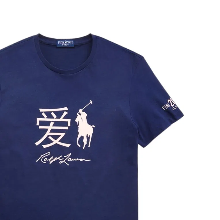 Футболка Polo Ralph Lauren Pink Pony с круглым вырезом, морской синий — фото 4