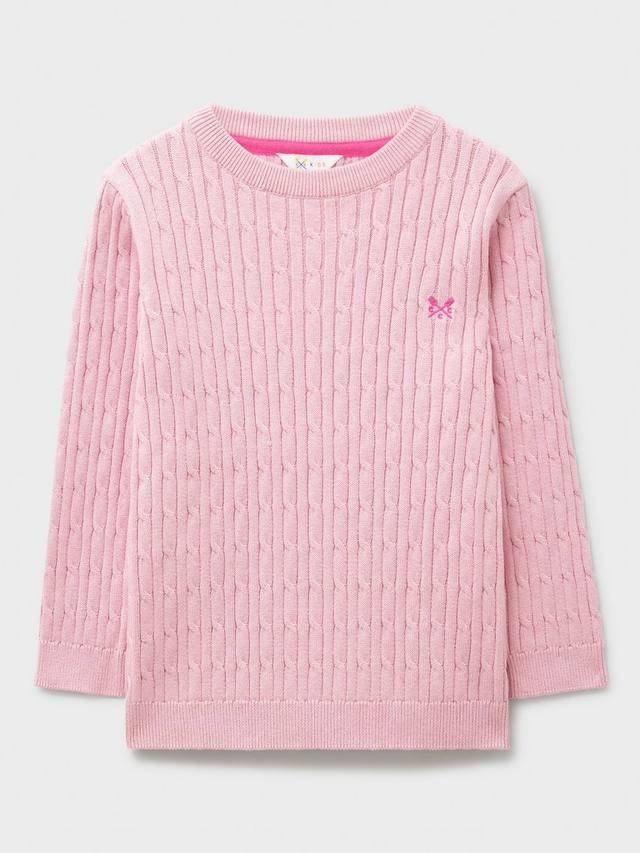 

Детский свитер с воротником-гольф и узором "косичка" Crew Clothing, Light Pink