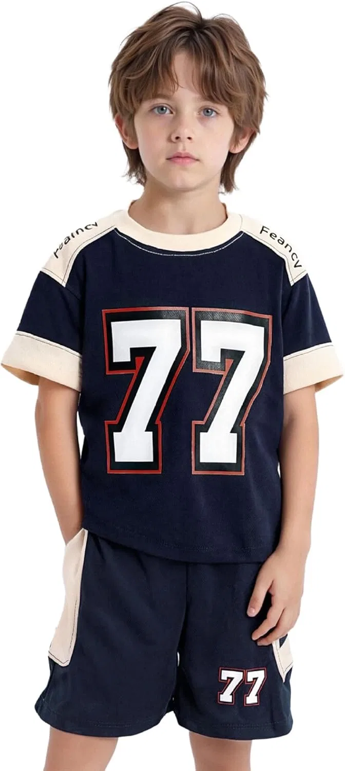 Детский спортивный набор: футболка и шорты, быстросохнущий, Fldy, Navy Blue