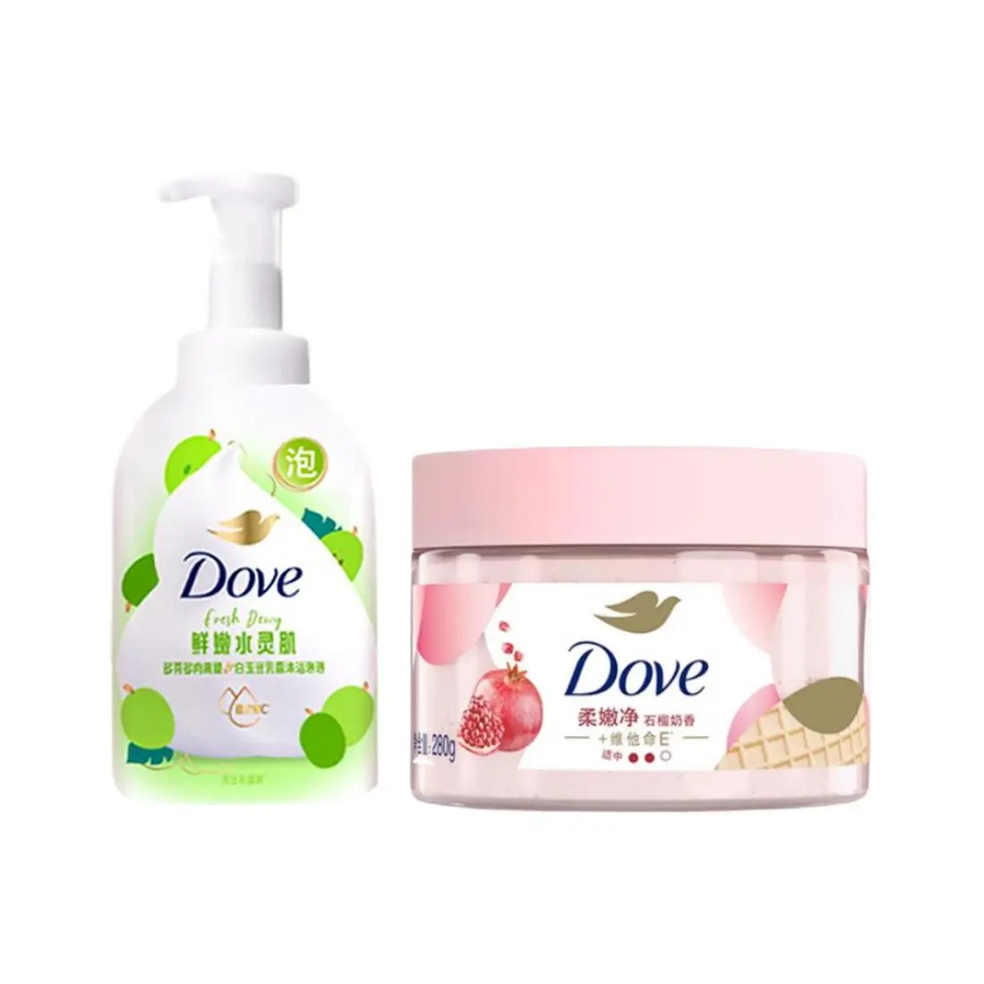 

Набор для ухода с пеной для ванны и скрабом успокаивающий кожу 400мл+298г/400мл*2+298г*2/400мл+280г Dove