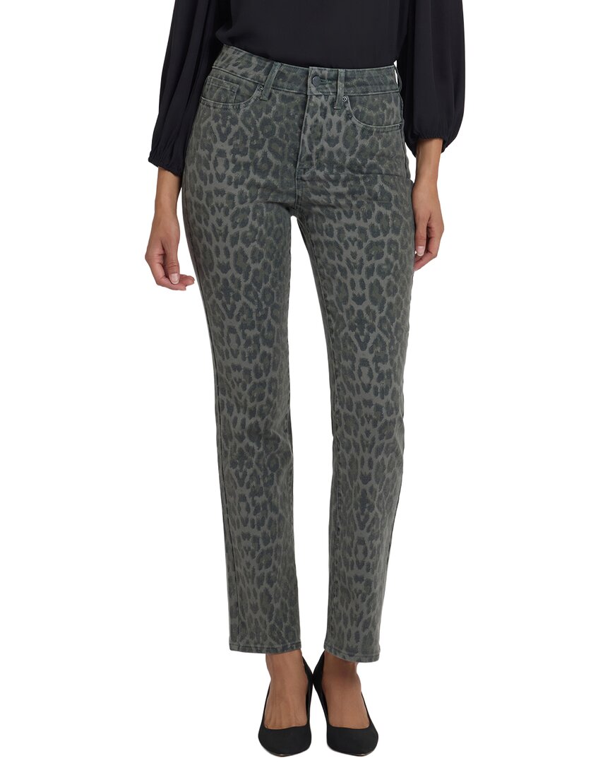 

Джинсы прямого кроя NYDJ Petite Marilyn с леопардовым принтом и листьями винограда Nydj, зеленый