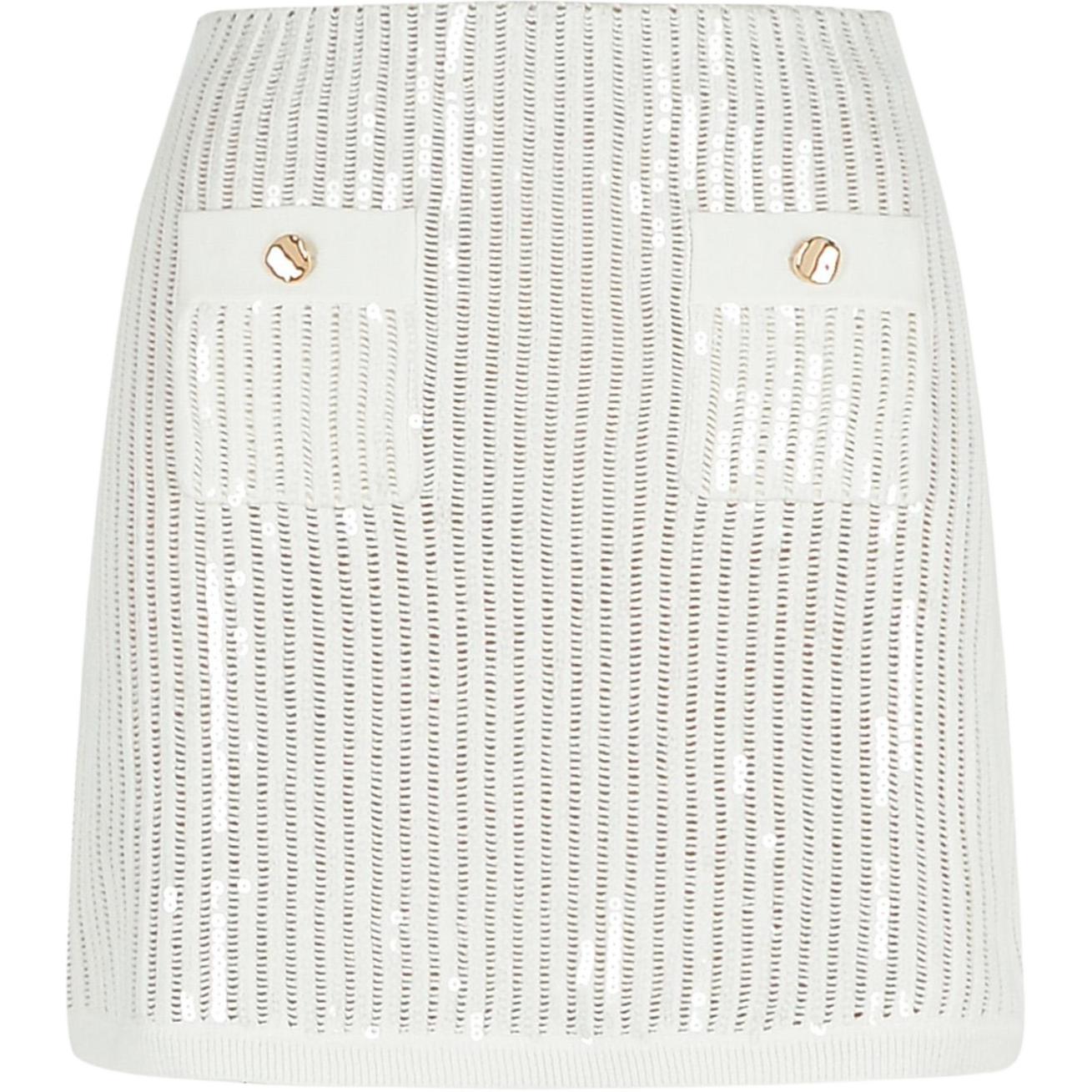 

Мини-юбка с пайетками вязаная крючком Self-portrait, белый
