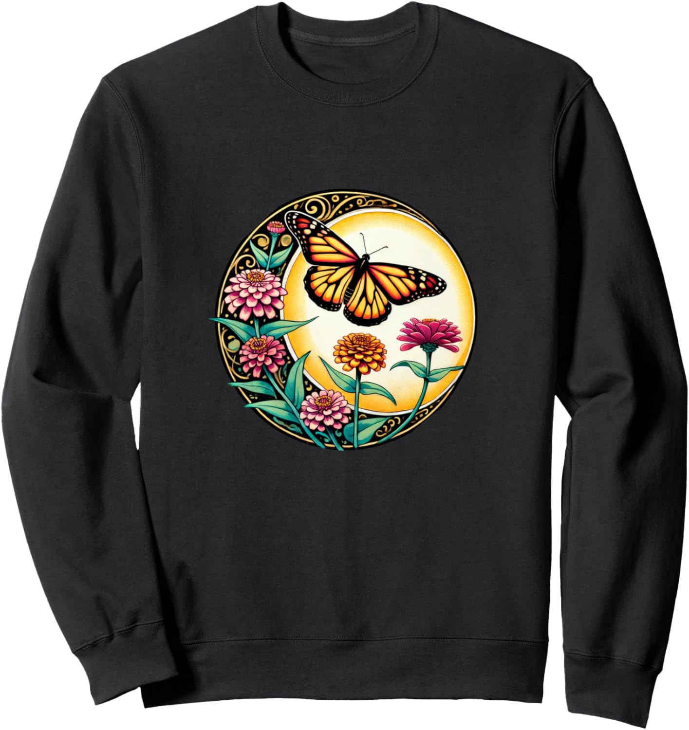 

Иллюстрация бабочки-монарха в стиле модерн. Толстовка с изображением бабочки-монарха Boss Bubb, черный